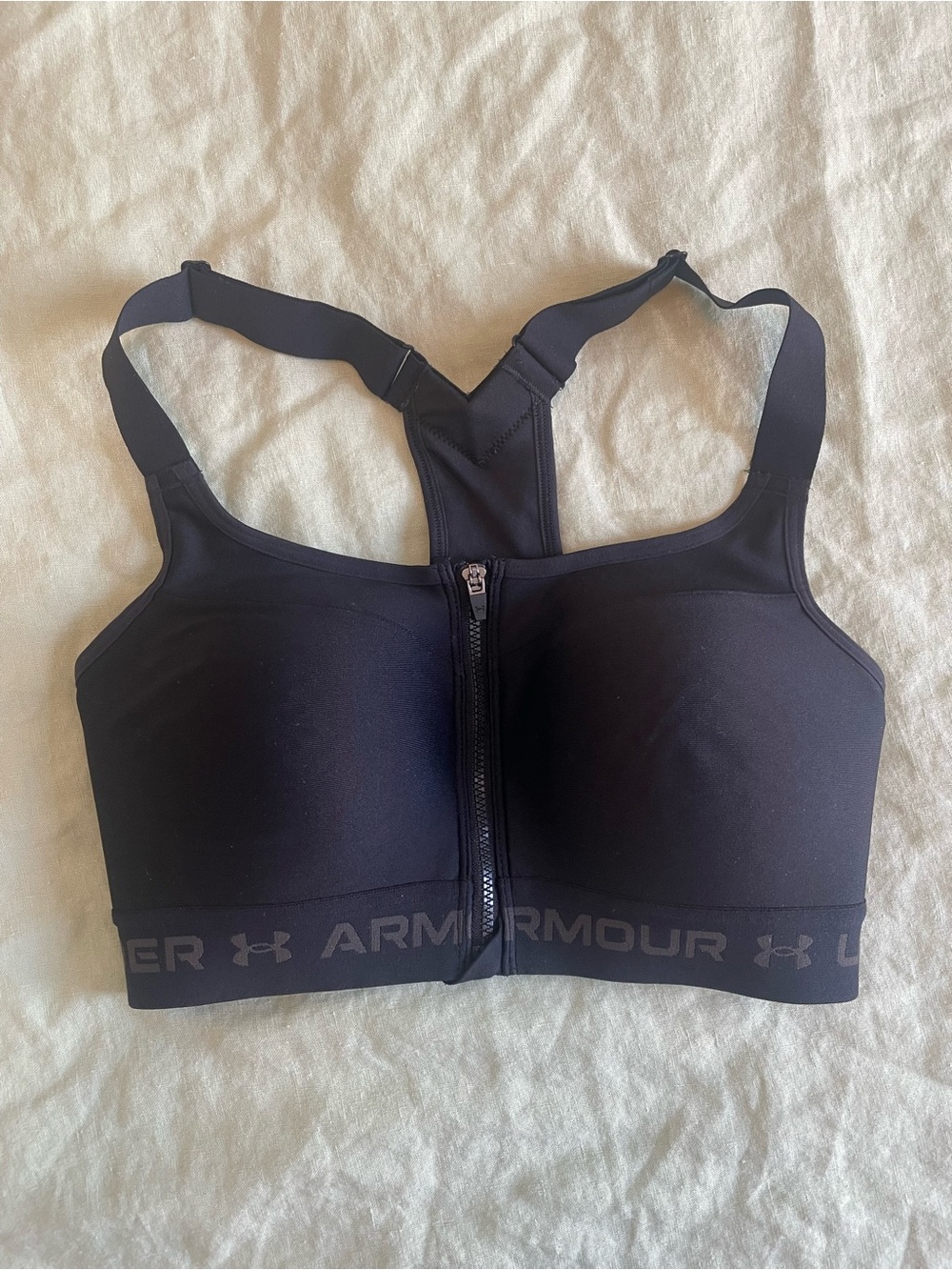 Under Armour Black Front-Zip High Support Sports Bra